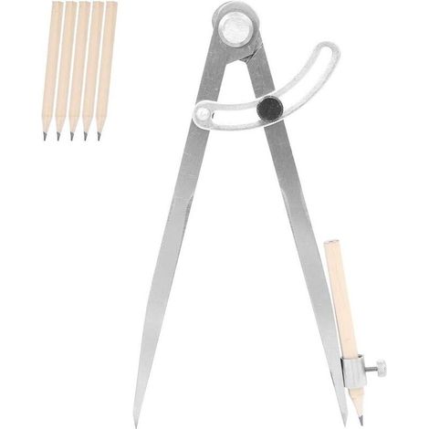 XEPHO Grand compas professionnel pour la menuiserie, la géométrie, les croquis et le dessin avec aile et porte-crayon 20cm