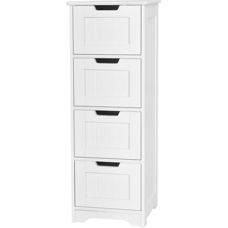 Pour les petits espaces, ouverture facile, organisateur de rangement sur pied avec 4 tiroirs blancs (1/5)