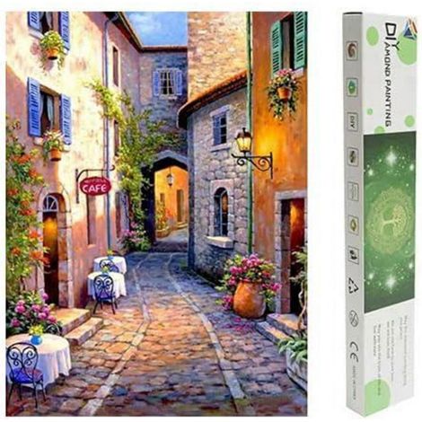Peinture diamantée Set pierres carrées paysage allée coucher de soleil art mural