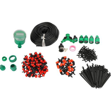 Kit de riego por goteo para invernadero, sistema de riego automático, sistema de nebulización para terraza, con manguera de riego de 50 m y boquillas de riego. (1/5)