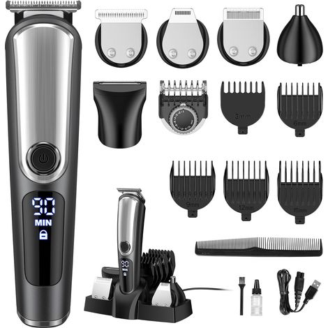 Tondeuse à barbe pour hommes, rasoir électrique, tondeuse à cheveux sans fil rechargeable, kit de soin étanche pour moustache (1/5)