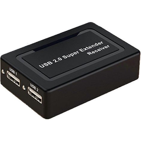 Réel hub d'extension Ethernet USB 2.0 RJ45 à 2 ports avec câble réseau Cat5e/Cat6 de 100 m pour webcam et clé USB (prise US). (1/5)