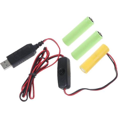 Câble d'alimentation USB amélioré avec interrupteurs et éliminateur de piles AA (1/4)