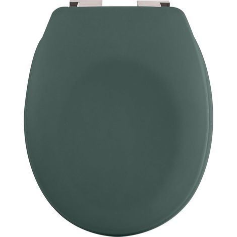 Abattant de toilette rigide vert foncé mat – Charnières chromées en ABS (1/5)