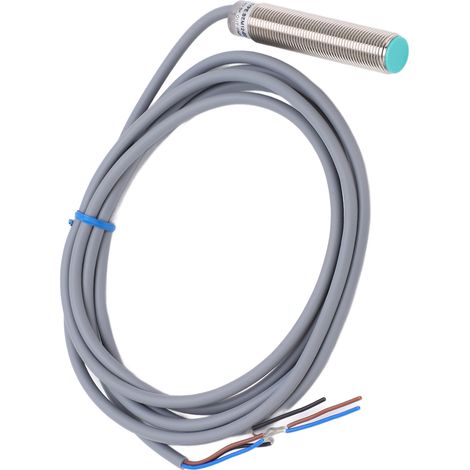 Capteur proximité inductif BEM12-02-PK laiton résine filetage 12mm détection 2mm objet métal PNP NO 10-30VDC kit 1 commutateur 2 rondelles 2 écrous (1/5)