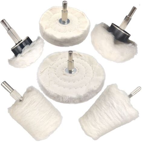 Lot de 6 disques de polissage pour perceuse, tampons de polissage, outils de polissage en forme de roue pour bijoux, bois, plastique, céramique, verre, etc. (1/4)