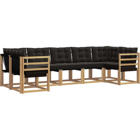 Conjunto de sofás de exterior 7 uds. 7 plaza Blanco y Negro vidaXL (1/5)
