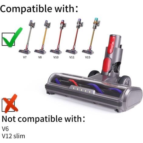 Brosse Compatible avec Dyson Aspirateur V7 V8 V10 V11 V15,Tête de Brosse Balai de Nettoyage avec 5 Lampes LED pour Sols Durs et Parquets (1/3)