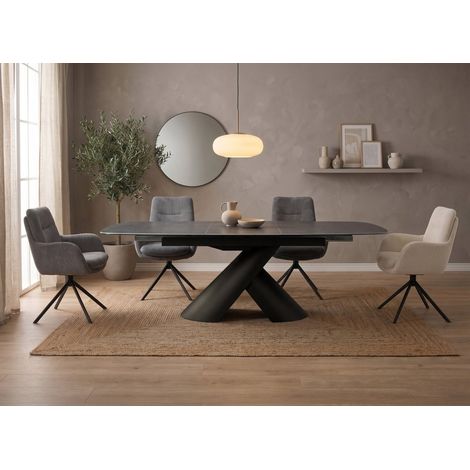 Deco In Paris – Table à manger extensible 180-240 cm – Pieds métal marron – Plateau céramique marbré – Accueille jusqu'à 10 convives (1/5)