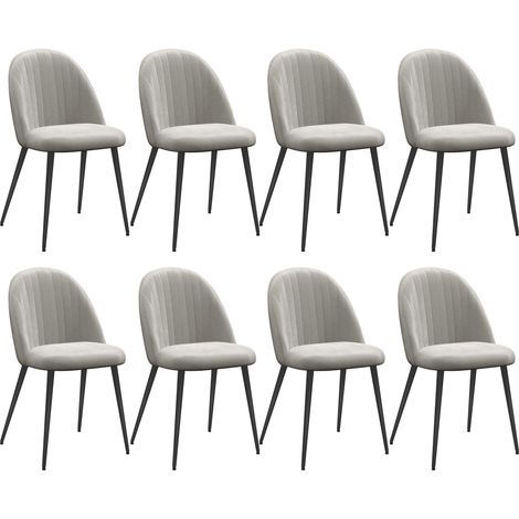Pack de 8 sillas de comedor modernas sillas de cocina tapizada en terciopelo con respaldo alto y patas de acero para sala de estar 50x52x83 cm gris (1/5)