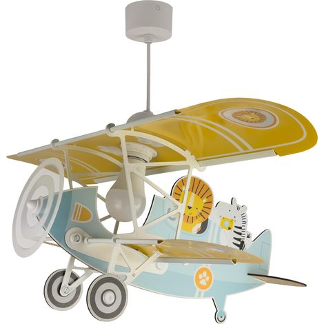 Lustre Chambre Lampe Suspension Enfant avion lion bleu animaux, 54602, E27 15w led (1/5)