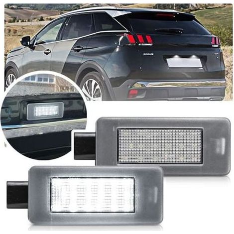 2PC LED Plaque D'immatriculation lumiere Pour Peug.eot 207CC 208 308 II 308CC 508 2008 3008 5008 Pour Citr.oen C3 C5 III C4 Cactus Picasso II Grand Picasso II,eclairage de plaque peug.eot 3008 (1/4)