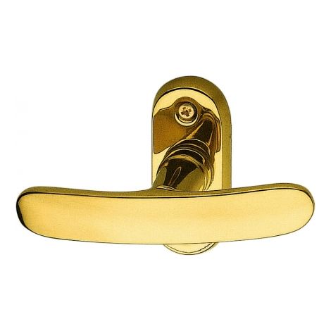 Ouvre&Déco – Poignée de fenêtre crémone laiton poli brillant – Entraxe 43mm – Dimensions plaque 26x66mm – 1 pièce avec vis incluses