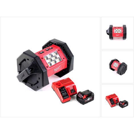 Milwaukee M18 AL-401C Akku LED Flutstrahler mit 1100 Lumen + 1x 4,0 Ah Akku + Universal Ladegerät (1/5)