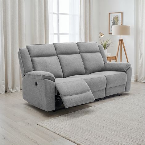 Skye 3 Seater Linen Electric Recliner Sofa (Grey) (1/5)