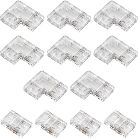 Lot de 12 Connecteur LED 4 Broches 10mm pour Ruban COB RGB, 8 Jonctions d’Angle à 90° L Bande LED et 4 Connecteurs Droits 4 Pin 10mm, Raccord Bande LED 4 Broches 10 mm sans Soudure (1/5)