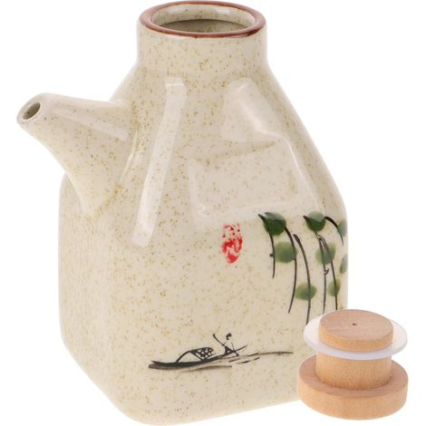 Bouteille Céramique pour Sauce et Vinaigre Distributeur Huile Cuisine Pot Assaisonnement Étanche Finition Unie et Réutilisable Accessoire Cuisine pour Table et Restaurant (1/5)