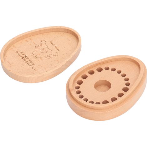 Niedliche Babyzahnbox aus Bambusholz mit Pinzette (1/5)