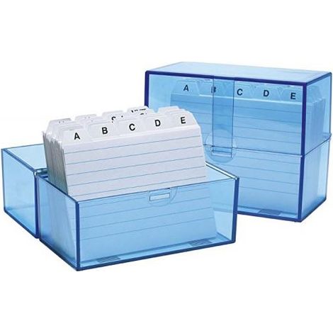Wedo scatola per schede A7 trasparente blu design pratico
