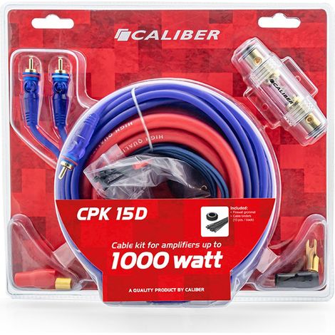 KIt de Câbles Audio pour Amplificateur de Voiture – Câble pour Subwoofer 1000 Watt – Jeu de 4 Câbles – 5 Mètres (CPK15D)