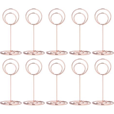 Lot de 10 Porte-numéros de Table Ronde, Base Dorée par Électrolyse, Forme Élégante et Mignonne, Décor Maison pour Mariages, Rose Or (1/5)