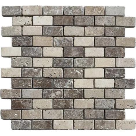 Mosaico - ALBEDO PIERRE - Travertino Invecchiato Noce e Avorio - 30,5x33 cm - Interno/Esterno - Stile Antico