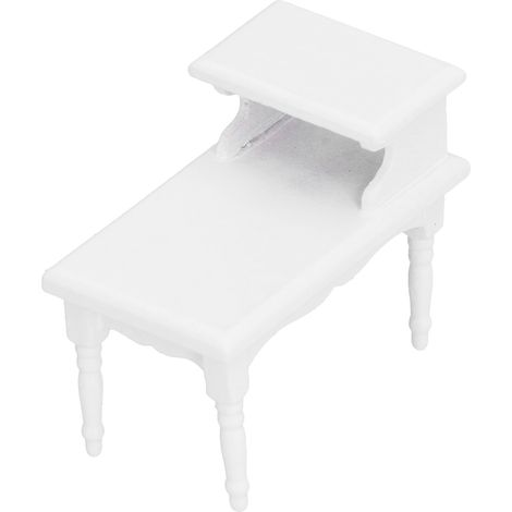 Table de Salon Miniature Blanche 1:12 pour Maison de Poupée - Meuble Décoratif Modèle à Assembler en Bois (1/5)