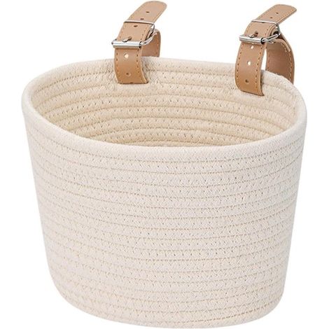 Cesta para bicicleta infantil - Cesta para manillar de patinete - Para transportar objetos - Montaje sin herramientas - 21 x 16 x 16 cm - Beige (1/5)