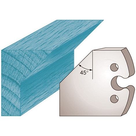 Diamwood Jeu de 2 fers profilés avec chanfrein 45° - Ht. 50 x 5,5 mm - Épaisseur 5,5 mm - Entraxe 24 mm - Compatible avec toupies professionnelles (1/2)