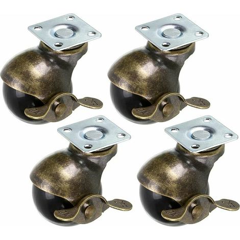 4er-Set 360 Grad drehbare Rollen mit Bremse Durchmesser 40 mm Vintage-Kugelrad für Möbel (1/4)
