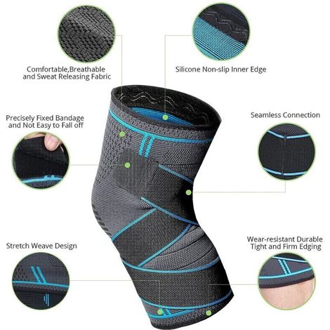 2 Pièces Genouillère, Genouillère Élastique Réglable, Genouillère de Compression Sports, Genouillère Rotulienne et Ligamentaire, Genouillère Arthrose Genou, Respirant et Unisexe (L) (1/4)