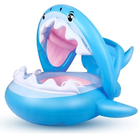 Bouée gonflable pour bébé en forme de requin avec capote, pour les enfants de 6 à 36 mois, pour la natation.-AquaForge (1/5)