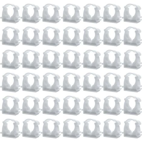 Collier pour tuyau,Lot De 50 Diamètre intérieur 16mm,supports de tuyau,colliers de serrage en plastique,clips de tube blancs,pour Conduite D'eau,Tuyau de Gaz (1/4)