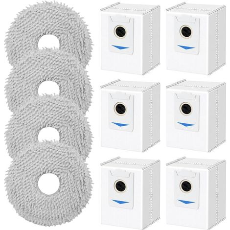Kit de Rechange pour Aspirateur Robot – 4 Chiffons Microfibre et 6 Sacs à Poussière Compatible avec Modèles Ecovacs Deebot X2 Omni (1/4)