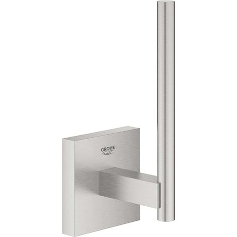 GROHE QUICKFIX Start Cube, Porta rotolo di scorta, Installazione con vite o con colla, Super Steel, 40979DC0 (1/5)