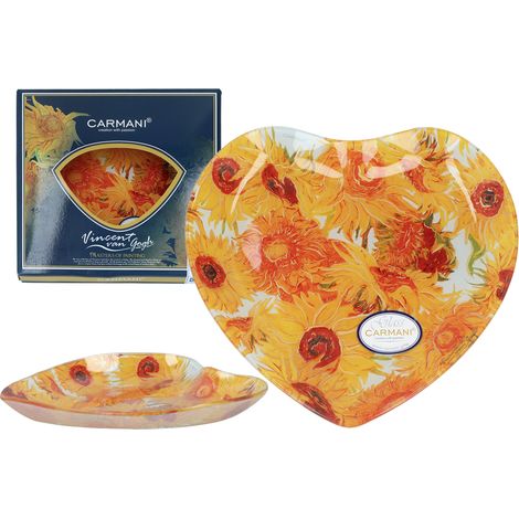 Piatto decorativo a forma di cuore con girasoli di Van Gogh, regalo artistico Carmani (1/4)