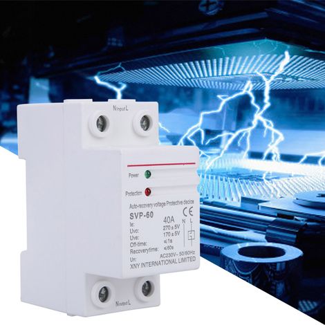 Dispositif de protection contre les surtensions et les sous-tensions à récupération automatique 230 V 40 A, montage sur rail DIN (1/5)