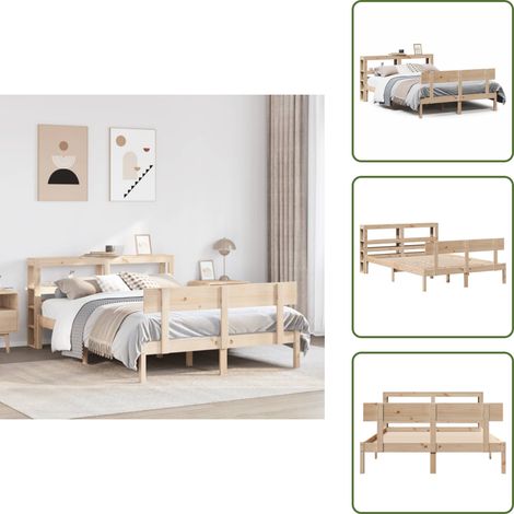 Cabecero de cama - vidaXL Estructura de cama sin colchón madera de pino maciza 120x200 cm - Estantes de almacenamiento