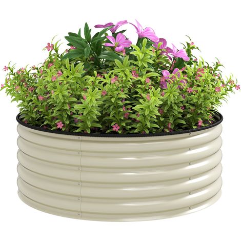 Galvanized Raised Garden Bed with Safety Edging for Outdoor Gardening-Durable and Easy to Assemble