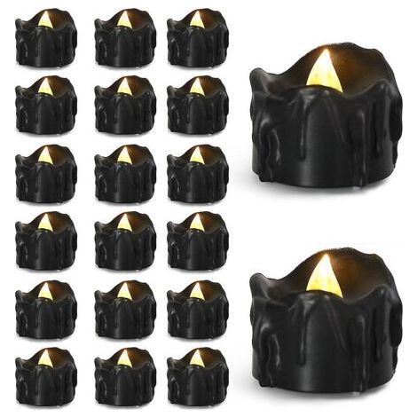 12 bougies électroniques créatives noires en forme de larmes pour Halloween, Noël, bougies à LED en cire de thé (1/5)