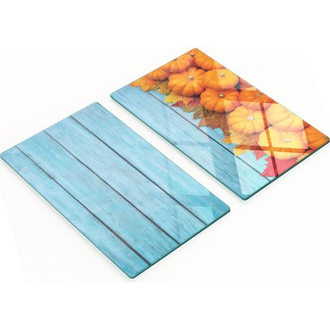 Tablas decorativas de vidrio para servir aperitivos, color calabaza y madera, 2x30x52 cm (1/5)
