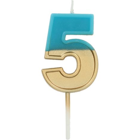 Bougie Retro Chiffre 5 Bleu (1/3)
