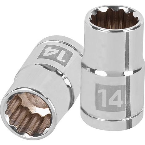 Llave vaso bihexagonal, cuadro 1/2" - 14 mm