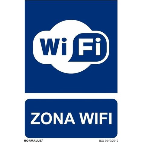 Cartel Sekureco para señalar Zona WiFi, con tintas UV SEKURECO                         100 x 150 mm                          ADHESIVOS DE VINILO (1/2)