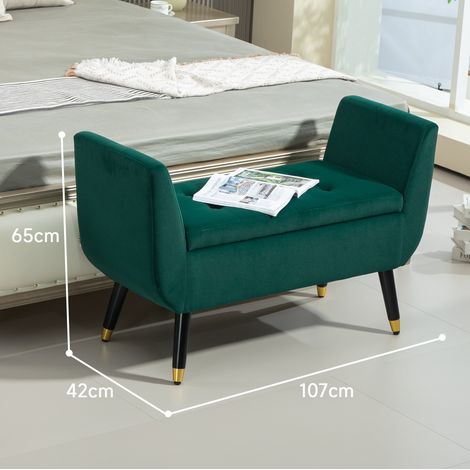 Banc coffre rembourré avec accoudoirs, vert, 107 x 42 x 65 cm HAVRYA (1/5)
