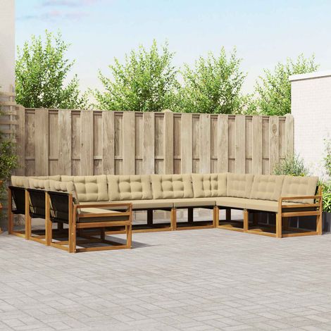 vidaXL Outdoor-Sofagarnitur mit Kissen 9 pcs Natur und Beige (1/5)