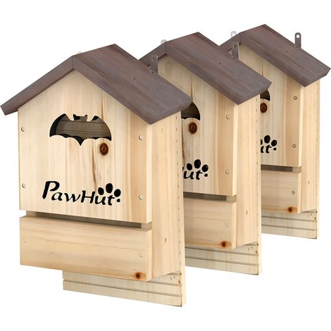 PawHut Set Bat Box con 3 Casette per Pipistrelli in Legno da Parete per Esterni (1/5)