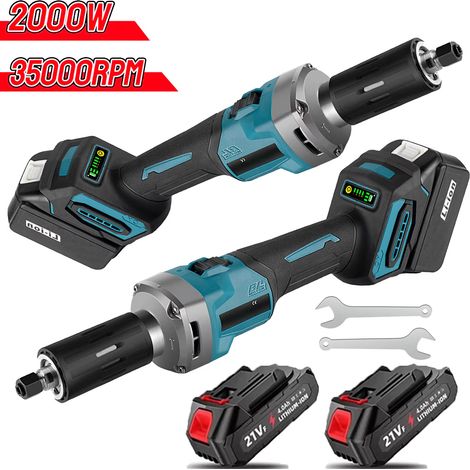 Meuleuse d'angle 2000W sans fil brushless – 4 vitesses réglables, 35000 tr/min, outil électrique rotatif, batterie 18V avec 2 batteries (1/5)