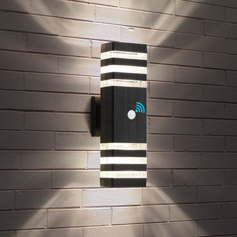 Applique murale extérieure avec détecteur de mouvement, éclairage de porche haut et bas, étanche IP65 pour terrasse, garage, jardin (lumière blanche) (1/5)