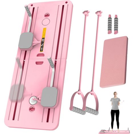Tabla de flexiones para fitness, diseño de entrenamiento versátil, incluye bandas de resistencia, color rosa. (1/2)